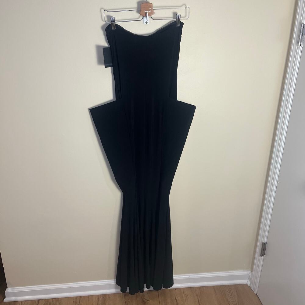 NWT Norma Kamali Strapless Wing Fishtail Gown in Black Size Small - Picture 7 of 12